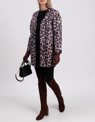 RRP €305 PINKO Hairy Fabric Coat Size 40 / S Unlined Patterned Full Zip gallery photo number 3