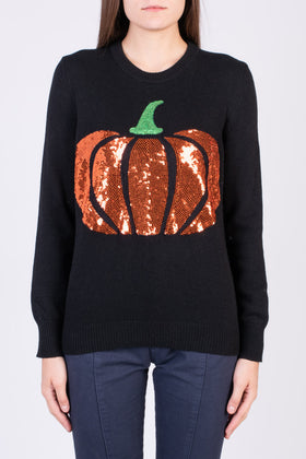 VICOLO Jumper One Size Cashmere Angora & Wool Blend Sequin Pumpkin Made in Italy gallery photo number 2