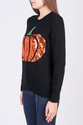 VICOLO Jumper One Size Cashmere Angora & Wool Blend Sequin Pumpkin Made in Italy gallery photo number 3