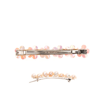 RRP €125 LELET NY Hair Clip Set Flowers Beads Freshwater Pearls Made in France gallery photo number 2