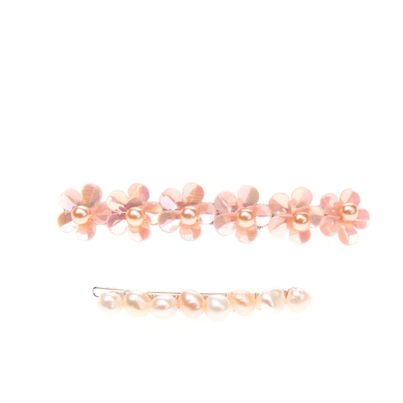 RRP €125 LELET NY Hair Clip Set Flowers Beads Freshwater Pearls Made in France gallery main photo