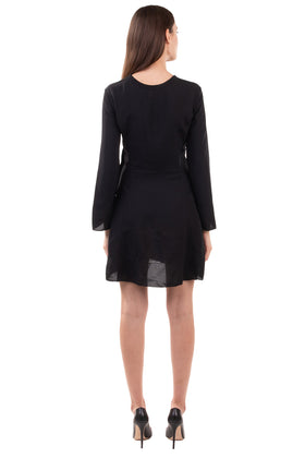 RRP €315 IRO Crepe Short A-Line Dress Size 36 / S Black Unlined Long Sleeve gallery photo number 4