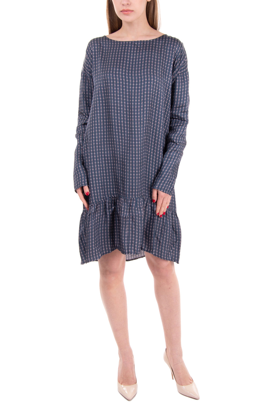 DAY BIRGER ET MIKKELSEN Flounce Dress Size 40 Geometric Pattern gallery main photo