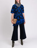 RRP €280 BERNA Poncho One Size Wool Blend Star Pattern Waist Tie V-Neck gallery photo number 1