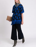 RRP €280 BERNA Poncho One Size Wool Blend Star Pattern Waist Tie V-Neck gallery photo number 2