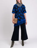 RRP €280 BERNA Poncho One Size Wool Blend Star Pattern Waist Tie V-Neck gallery photo number 3