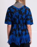 RRP €280 BERNA Poncho One Size Wool Blend Star Pattern Waist Tie V-Neck gallery photo number 6