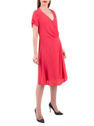 KAOS Crepe A-Line Dress Size - 40 Crossover Front Gathered Side Made in Italy gallery photo number 2