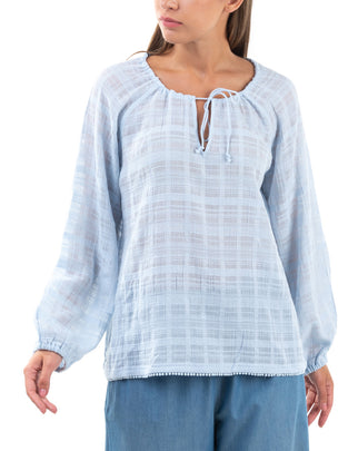 RRP €110 SKIN Pyjama Top Size 1 / S Tartan Pom Poms Hem Slightly See Through