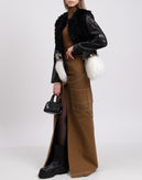 RRP €1595 ASHLEY B. Lamb Fur Jacket Size XS Leather Sleeve Hook & Eye Crew Neck gallery photo number 3