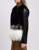 RRP €1595 ASHLEY B. Lamb Fur Jacket Size XS Leather Sleeve Hook & Eye Crew Neck gallery photo number 5