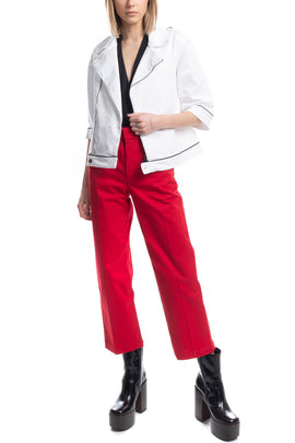 RRP€110 8 Gabardine Jacket Size M Shoulder Tabs Unlined 3/4 Sleeve Made in Italy