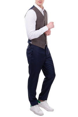 RRP €195 HACKETT Wool Waistcoat Size 34R 44R XXS Fully Lined Herringbone Pinhead