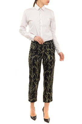 RRP€875 PROENZA SCHOULER Silk Capri Trousers US6 M Stem Print Zipped