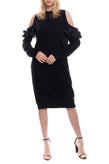RRP €390 CLU Sweatshirt Dress Size S Cold Shoulders Silk Ruffle Made in USA gallery photo number 1