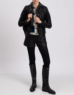 WE THE FREE By FREE PEOPLE Racer Jacket Size M Coated Removable Sweat Hood