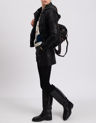 WE THE FREE By FREE PEOPLE Racer Jacket Size M Coated Removable Sweat Hood gallery photo number 2
