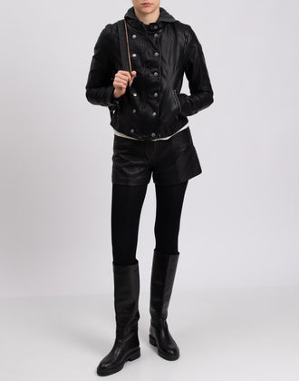 WE THE FREE By FREE PEOPLE Racer Jacket Size M Coated Removable Sweat Hood gallery photo number 3