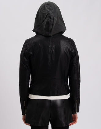 WE THE FREE By FREE PEOPLE Racer Jacket Size M Coated Removable Sweat Hood gallery photo number 6