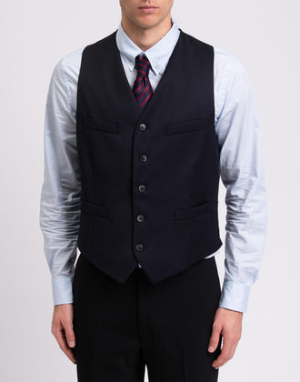 HACKETT Wool Waistcoat Size 38R / 48R / S Satin Back Single-Breasted RRP €150 gallery photo number 4