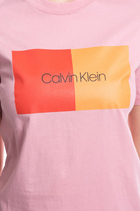 CALVIN KLEIN T-Shirt Top Size L Duo Logo Print Short Sleeve Crew Neck gallery photo number 7