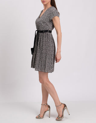 RRP€260 TOY G A-Line Dress Size IT 46 Floral Pleated Waist Tie Made in Italy
