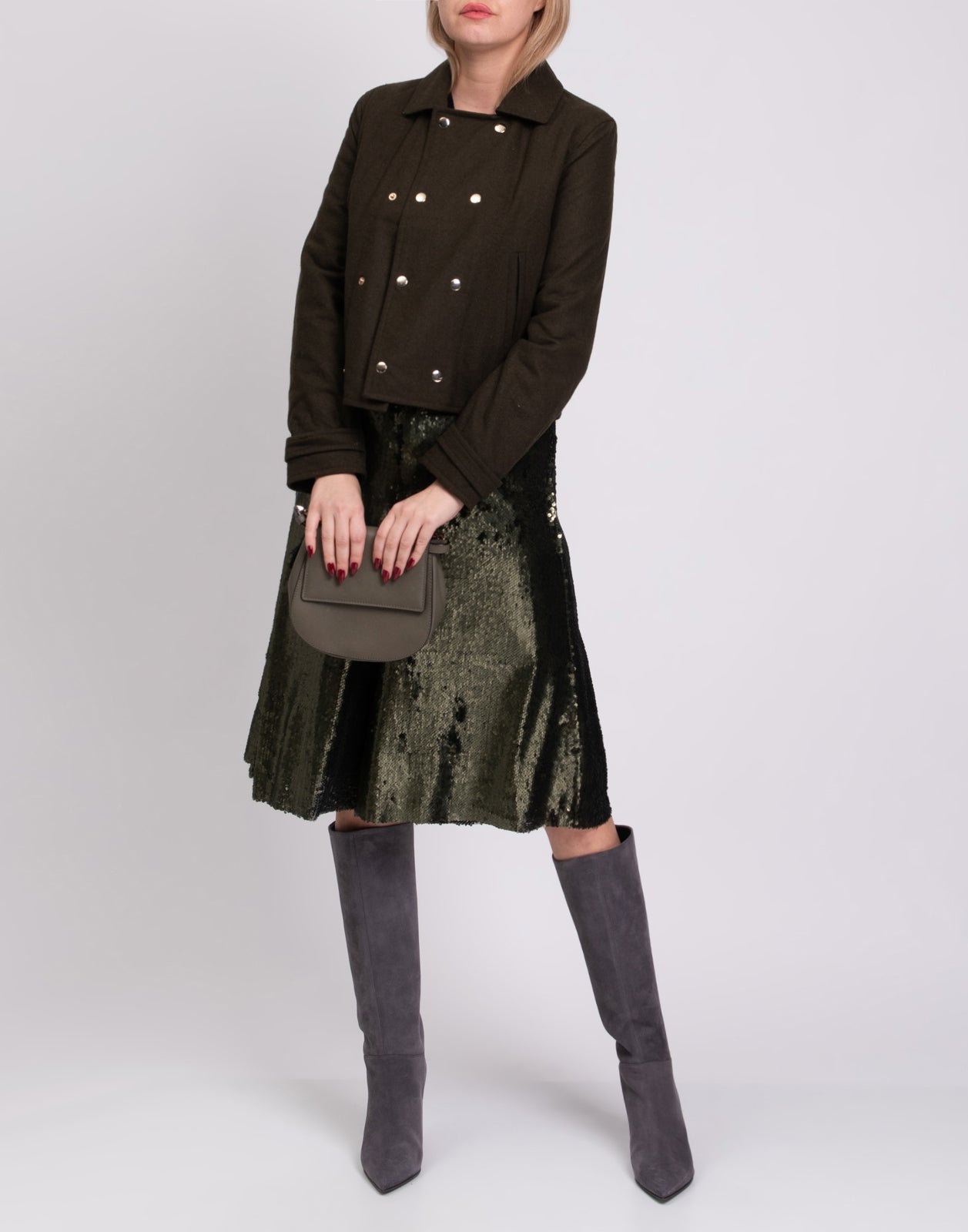 JOLIE By EDWARD SPIERS Flannel Short Coat Size IT 42 / S Wool Blend Collared gallery main photo