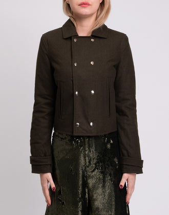 JOLIE By EDWARD SPIERS Flannel Short Coat Size IT 42 / S Wool Blend Collared gallery photo number 4
