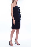 RRP €435 BYBLOS Sheath Dress Size IT 38 / XS Coated Stripe Ruffle Made in Italy gallery photo number 3