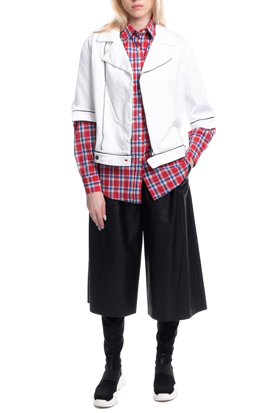 RRP€110 8 Gabardine Jacket Size S Shoulder Tabs Unlined 3/4 Sleeve Made in Italy gallery main photo