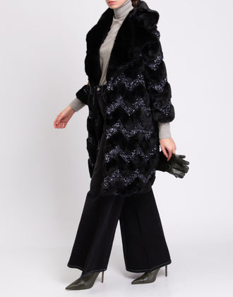 RRP €665 AINEA Faux Fur Coat Size 36 / XXS Lame Knitted Inserts Made in Italy gallery photo number 3