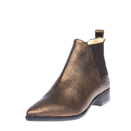 RRP €120 8 Leather Chelsea Boots EU37 UK4 US7 Metallic Effect Snakeskin Pattern gallery photo number 1