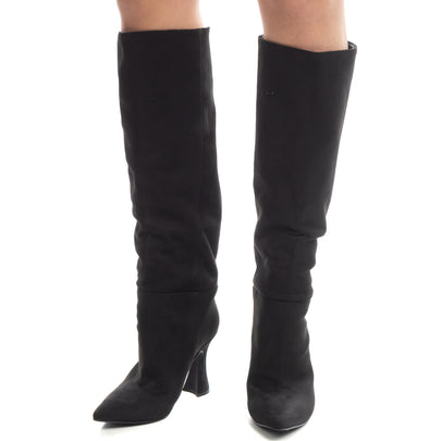 Knee High Boots US9 EU39 UK6 Spool Heel Suede Effect Pointed Toe Made in Italy