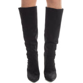 Knee High Boots US9 EU39 UK6 Spool Heel Suede Effect Pointed Toe Made in Italy gallery photo number 2