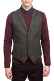 RRP €215 HACKETT Wool Waistcoat Size 36L 46L XS Tattersal Check Single-Breasted gallery photo number 4