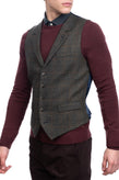 RRP €215 HACKETT Wool Waistcoat Size 36L 46L XS Tattersal Check Single-Breasted gallery photo number 5