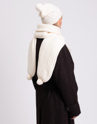 RRP €340 CHINTI & PARKER Merino Wool Scarf & Beanie Cap One Size Cable Knit gallery photo number 1