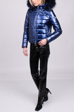 RRP €230 LIU JO Puffer Jacket Size 46 / XL Metallic Removable Hood & Raccoon Fur gallery photo number 2