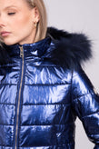 RRP €230 LIU JO Puffer Jacket Size 46 / XL Metallic Removable Hood & Raccoon Fur gallery photo number 5