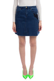 GEORGE J. LOVE Denim Skirt Size 27 Garment Dye Embroidered Flower Raw Hem gallery photo number 2