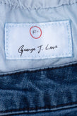 GEORGE J. LOVE Denim Skirt Size 27 Garment Dye Embroidered Flower Raw Hem gallery photo number 6