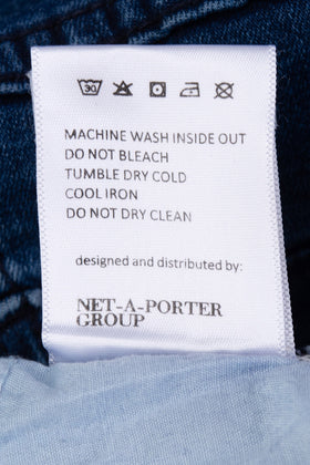 GEORGE J. LOVE Denim Skirt Size 27 Garment Dye Embroidered Flower Raw Hem gallery photo number 8