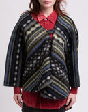 GEORGE J. LOVE Baize Poncho Size M Wool Blend Ethnic- Wrap V-Neck Made in Italy gallery photo number 4