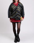 GEORGE J. LOVE Baize Poncho Size M Wool Blend Ethnic- Wrap V-Neck Made in Italy gallery photo number 3