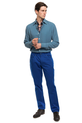 HACKETT Twill Trousers Size 36/R Stretch Garment Dye Logo Patch Zip Fly