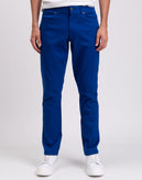 HACKETT Twill Trousers Size 32R Sea Blue Stretch Garment Dye Logo Zip Fly gallery photo number 4