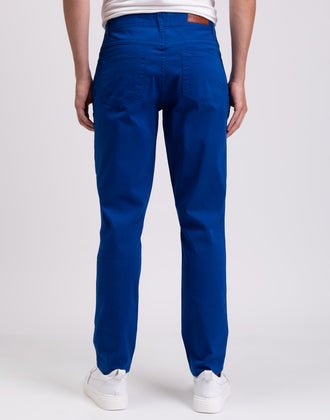 HACKETT Twill Trousers Size 32R Sea Blue Stretch Garment Dye Logo Zip Fly gallery photo number 6