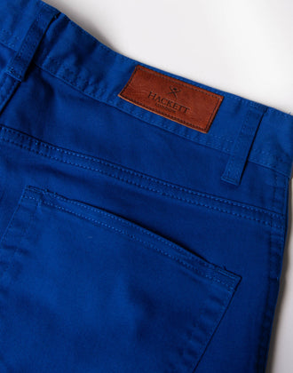 HACKETT Twill Trousers Size 32R Sea Blue Stretch Garment Dye Logo Zip Fly gallery photo number 9