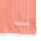 RRP €360 MISSONI Silk & Wool Stole Scarf Plaid Embroidered Logo Frayed Edges gallery photo number 2