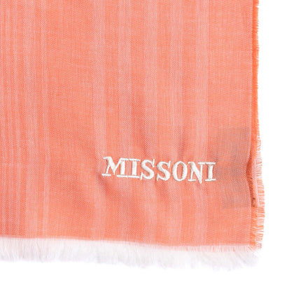 RRP €360 MISSONI Silk & Wool Stole Scarf Plaid Embroidered Logo Frayed Edges gallery photo number 2